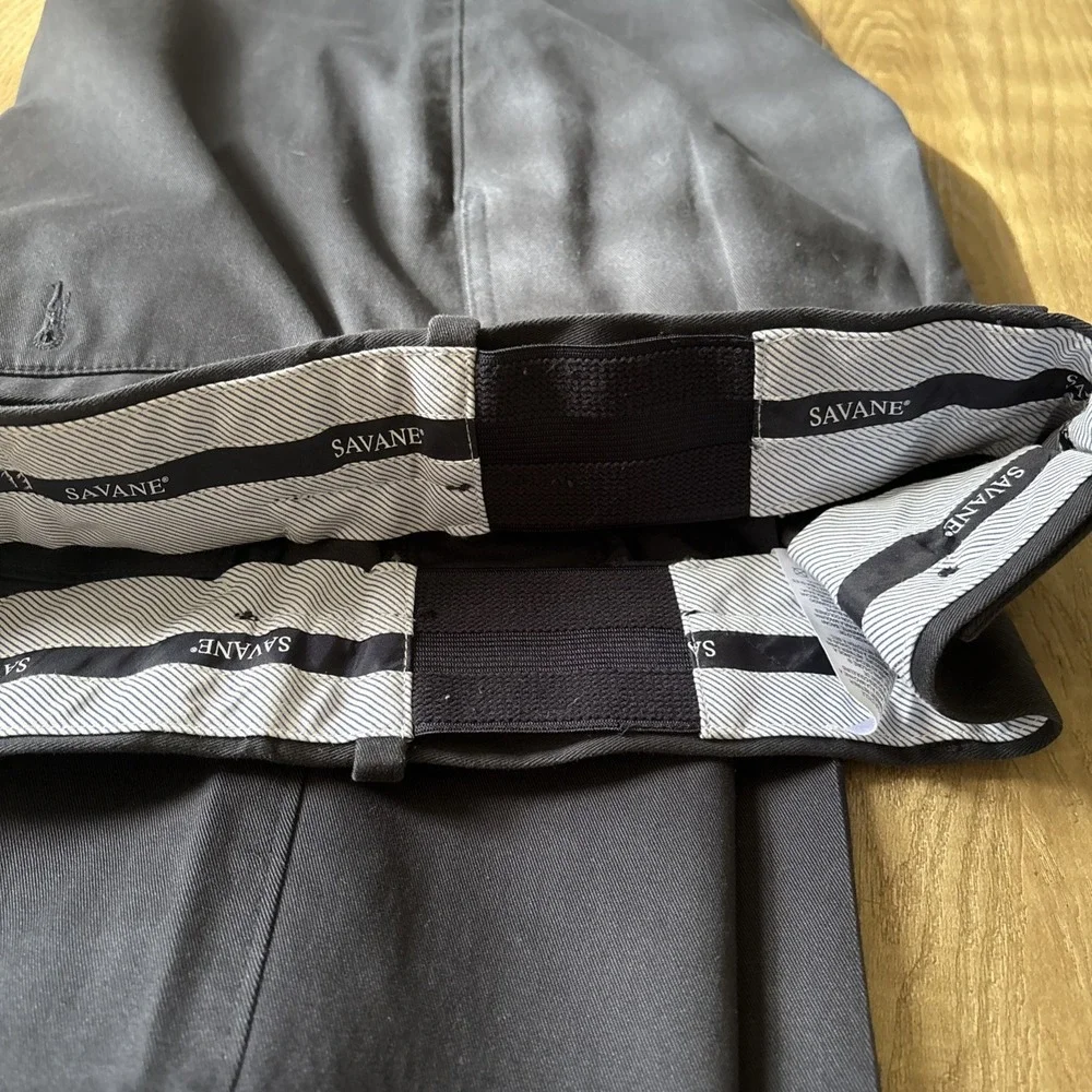Savane Pants Mens 36x29 Navy Straight Fit Chino Expandable Waist 98% Cotton